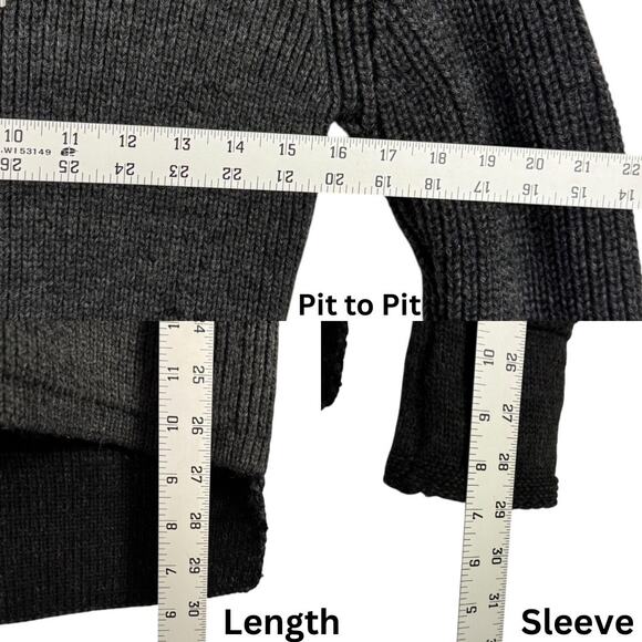 Leif Nelson Gray Streetwear Knit Shawl Drawstring Neck Fitted Sweater Sz Small - Picture 6 of 11